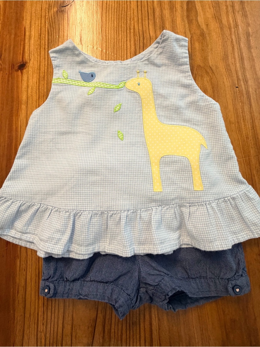 Yellow Giraffe Applique Size 12 Matching Set